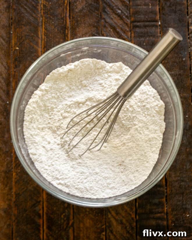 Dry flour mixture in a bowl.