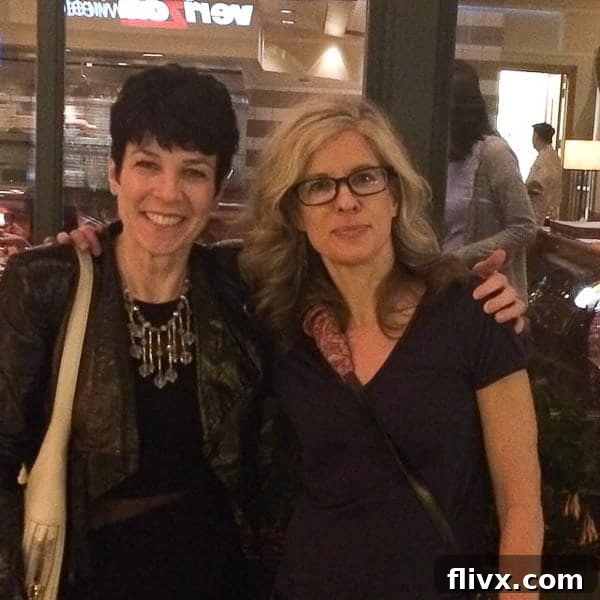 A lovely bonus photo of the author having dinner with her sister, Mary, emphasizing family connections.
