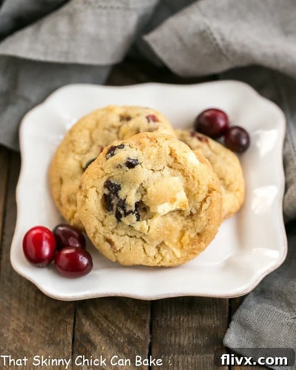 Cranberry, White Chocolate, Crystallized Ginger Cookies, a star-studded holiday cookie with festive flavors.