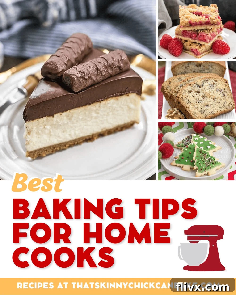 Best Baking Tips collage with 4 photos above a text box. A collection of essential advice and guidance for home bakers, from ingredient preparation to advanced techniques.