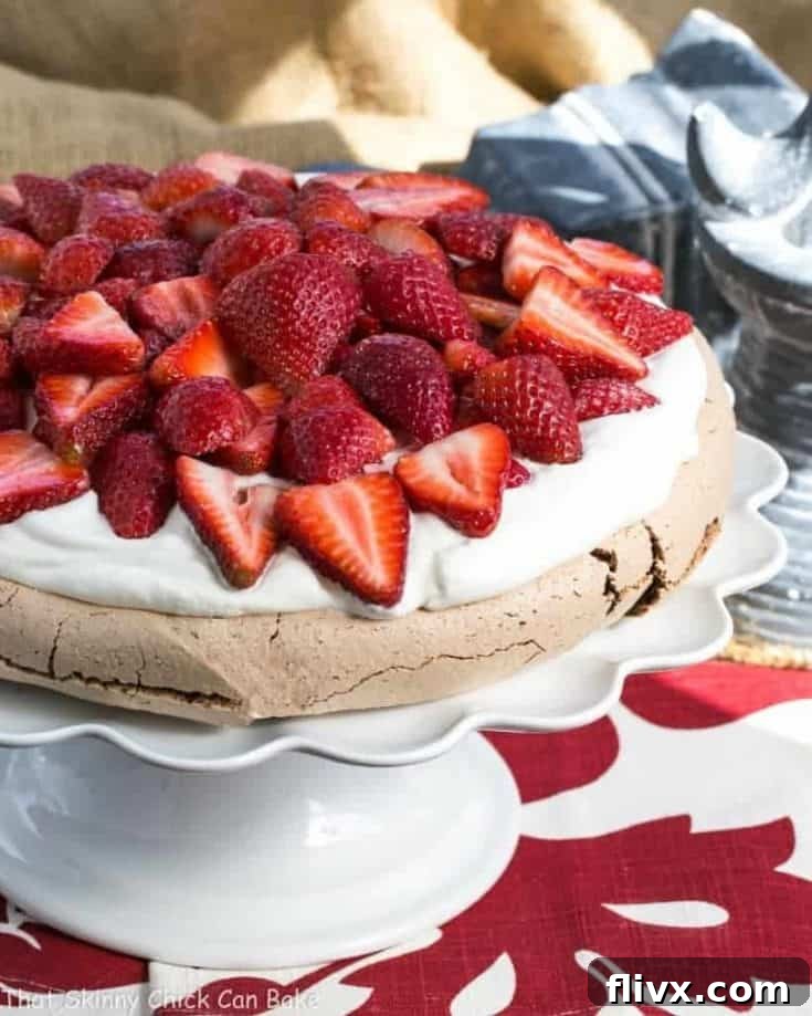 Chocolate Pavlova Recipe with strawberries