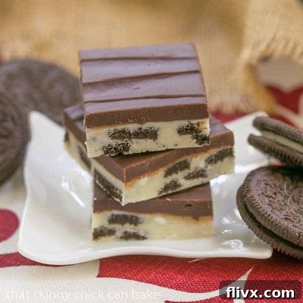 Double Decker Oreo Fudge, beautifully layered and ready to enjoy.