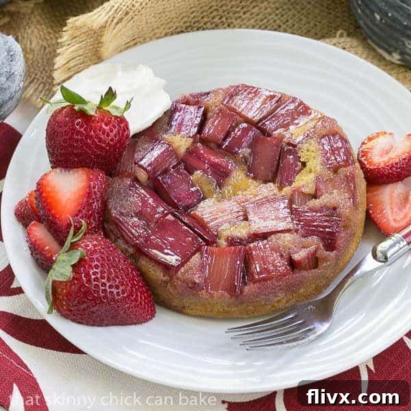 Rhubarb Upside Down Brown Sugar Cake - A seasonal French cake featuring rhubarb, perfectly baked and ready to serve