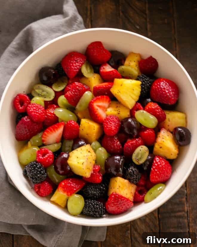 Toss the fruit with the dressing.