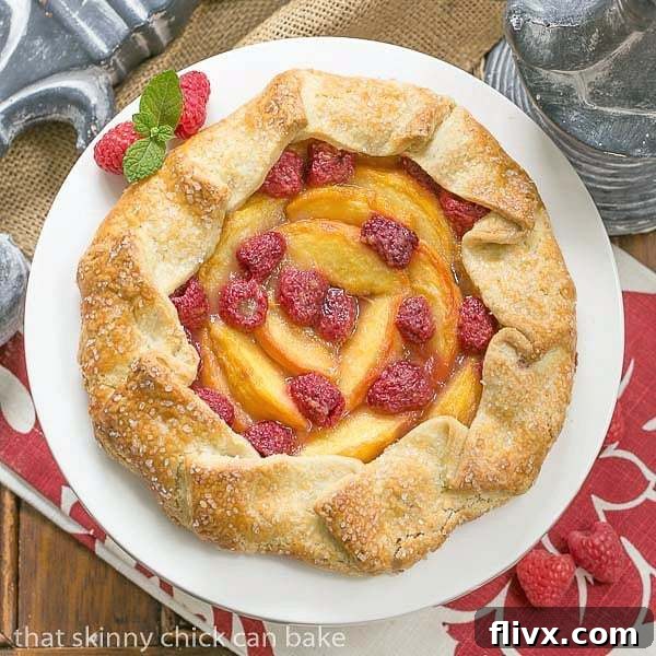 Peach Raspberry Galette - A rustic tart that's so much easier to make than pie!