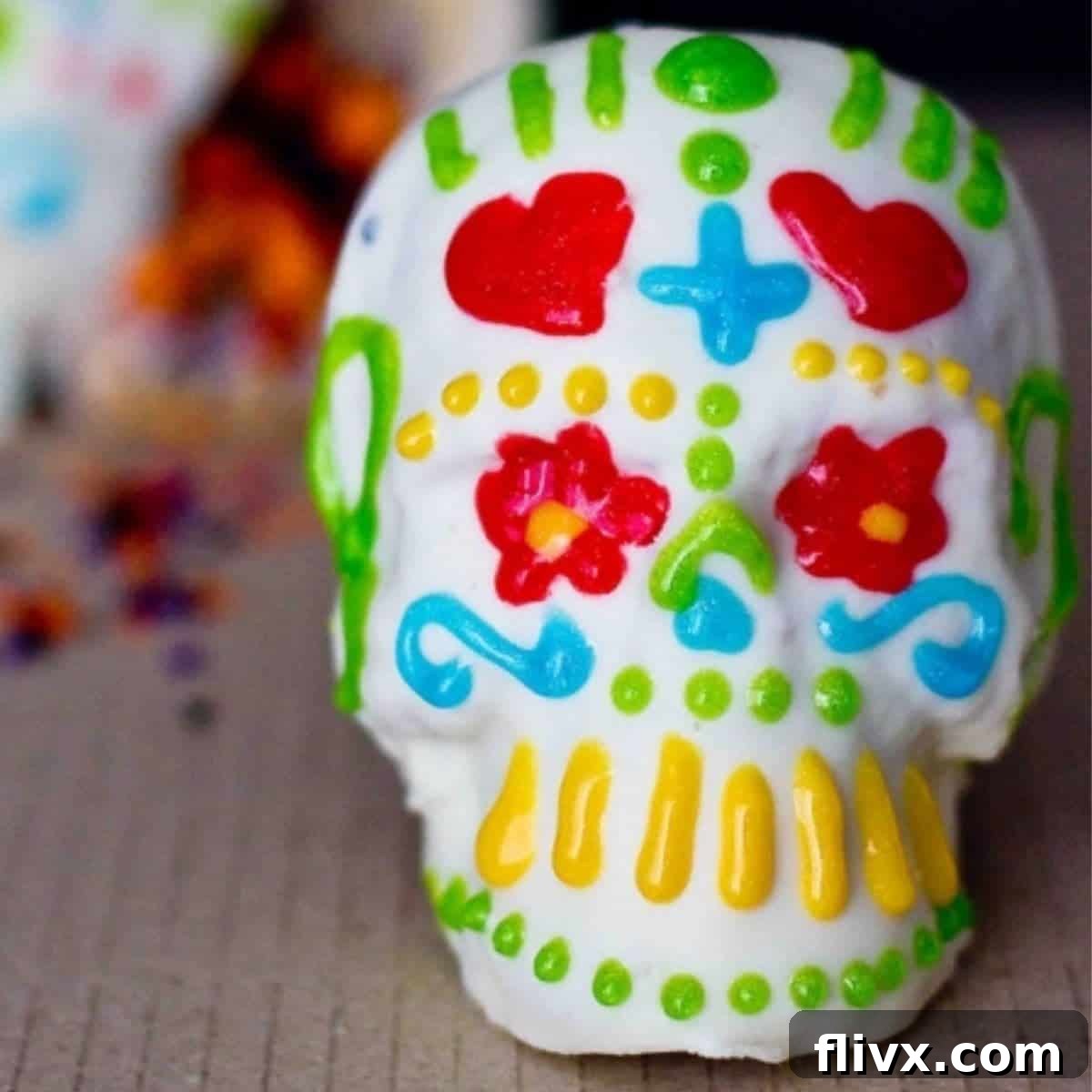 Vibrantly colored Dia De Los Muertos Mini Confetti Cakes