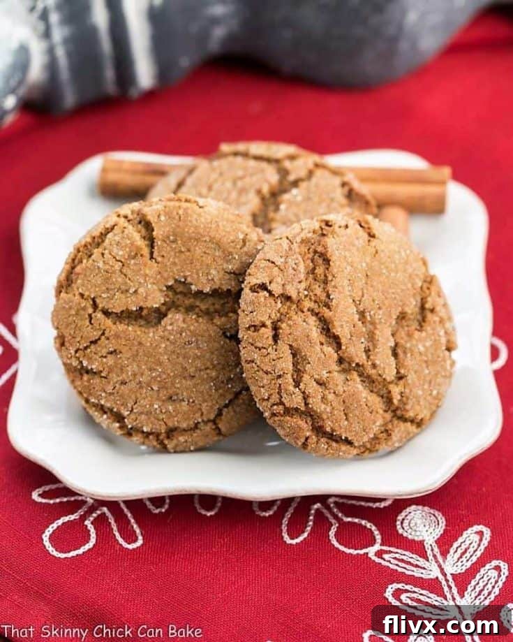 Soft and chewy gingersnap cookies with a crinkled surface, a timeless favorite.