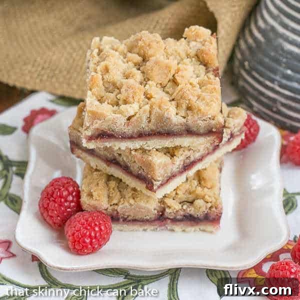 A stack of Raspberry Crumb Bars