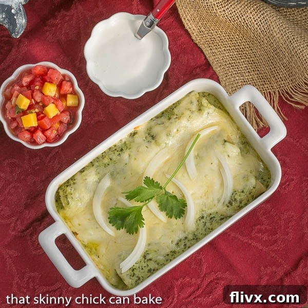 Enchiladas Suizas: Authentic Mexican Chicken Enchiladas with a creamy green sauce