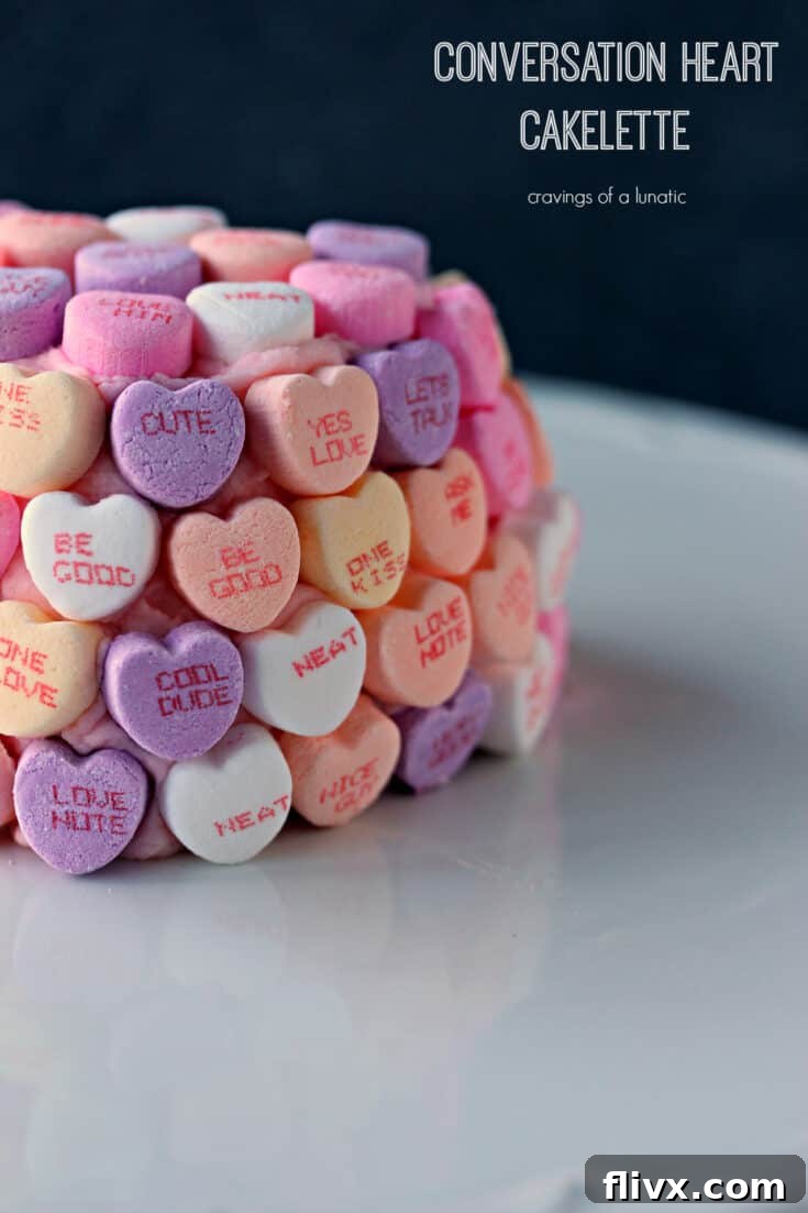 Adorable Conversation Heart Cakelettes for Valentine's Day.
