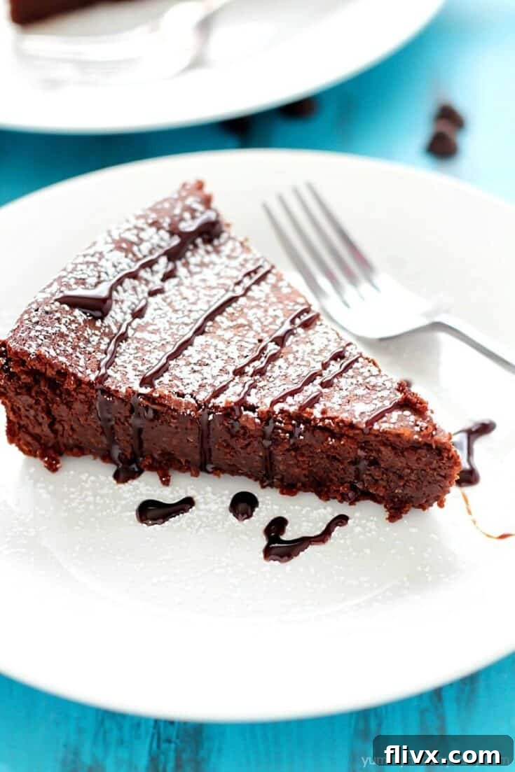 Rich and fudgy Flourless Chocolate Cake.