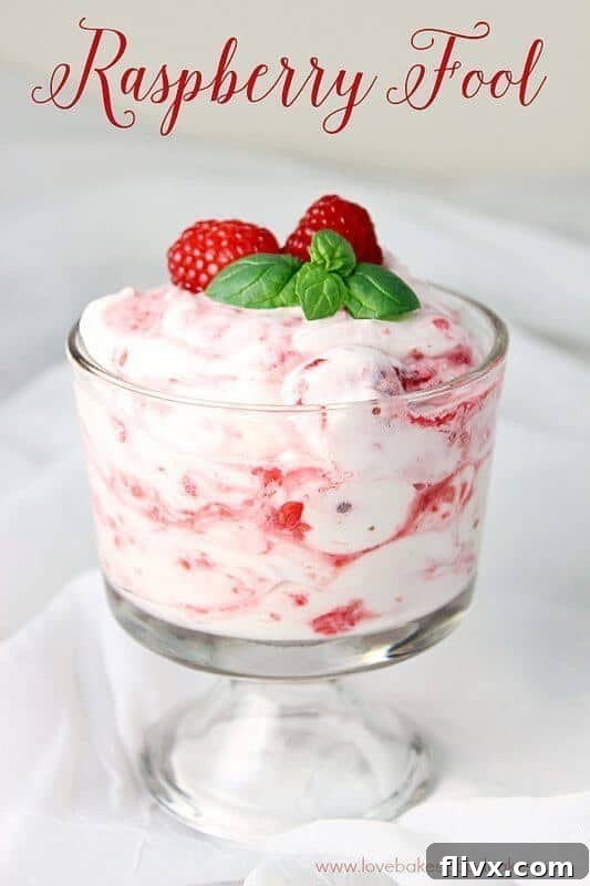 Beautiful pink 4-Ingredient Raspberry Fool dessert.
