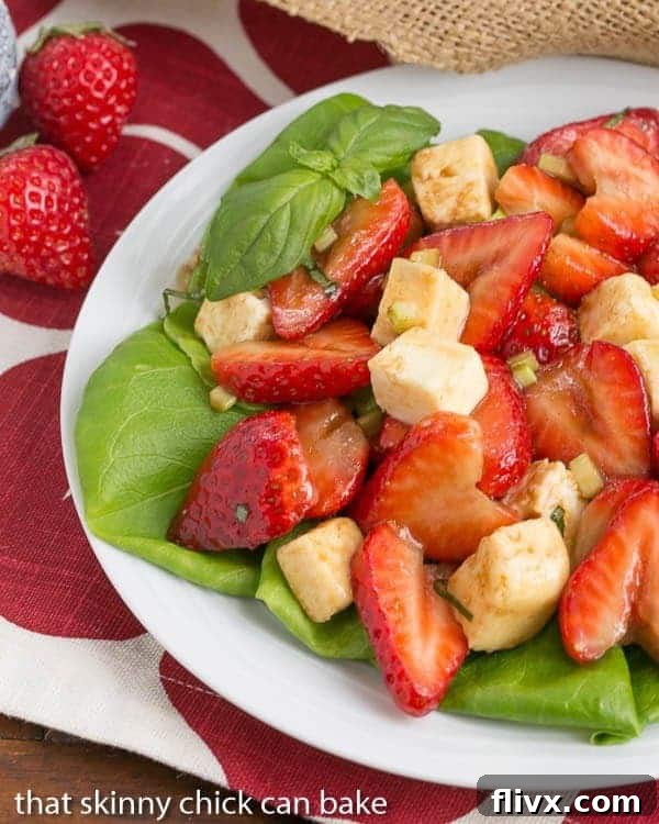 Basil, Brie and Strawberry Salad with fresh berries and creamy cheese