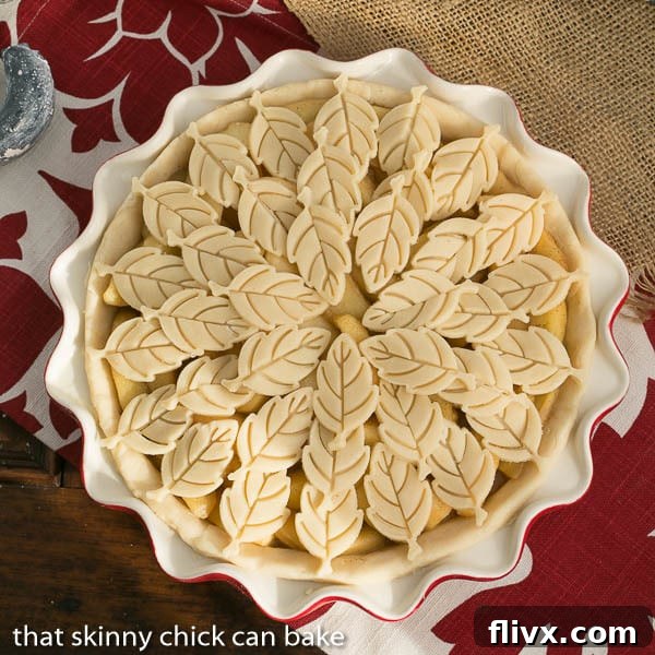 Leaf Topped Apple Pie | A scrumptious apple pie with a fun pastry topping, before baking.
