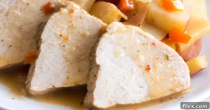 Balsamic and Red Pepper Pork Tenderloin with potatoes from a slow cooker