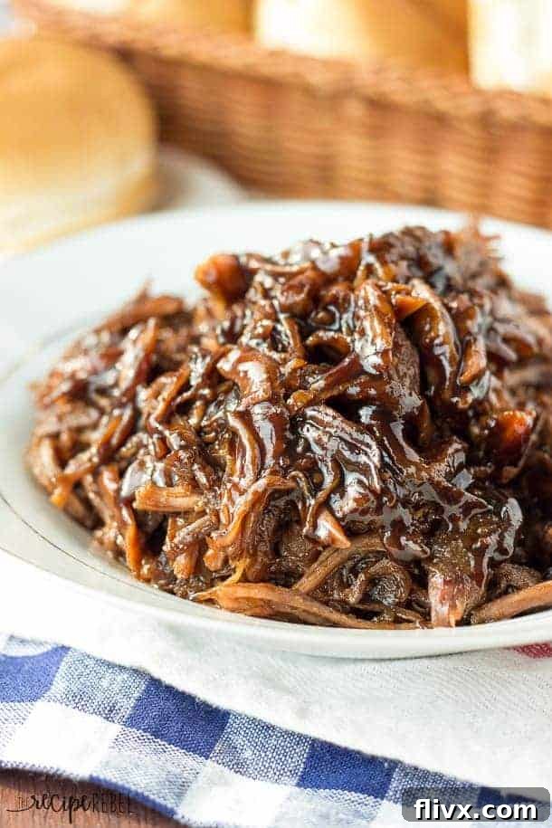 Honey Balsamic Pulled Pork from a slow cooker