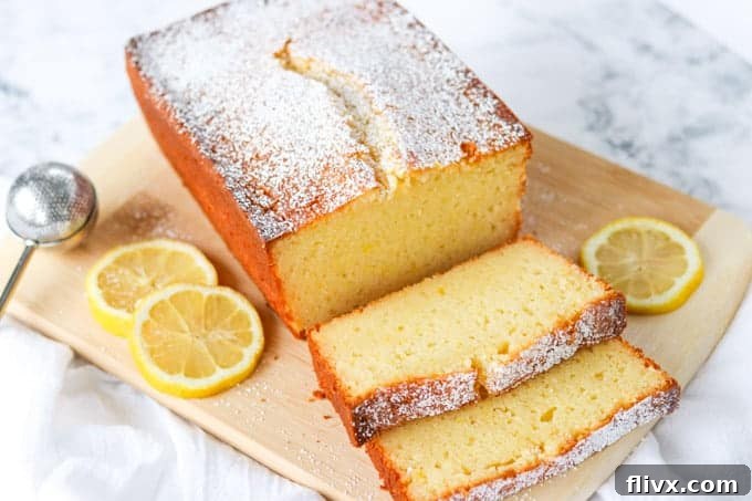 Moist and delicious Lemon Ricotta Pound Cake, infused with lemon zest and juice.