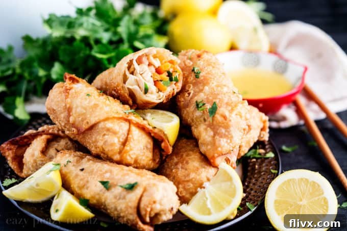 Crispy Lemon Chicken Egg Rolls, a fun appetizer or light dinner.