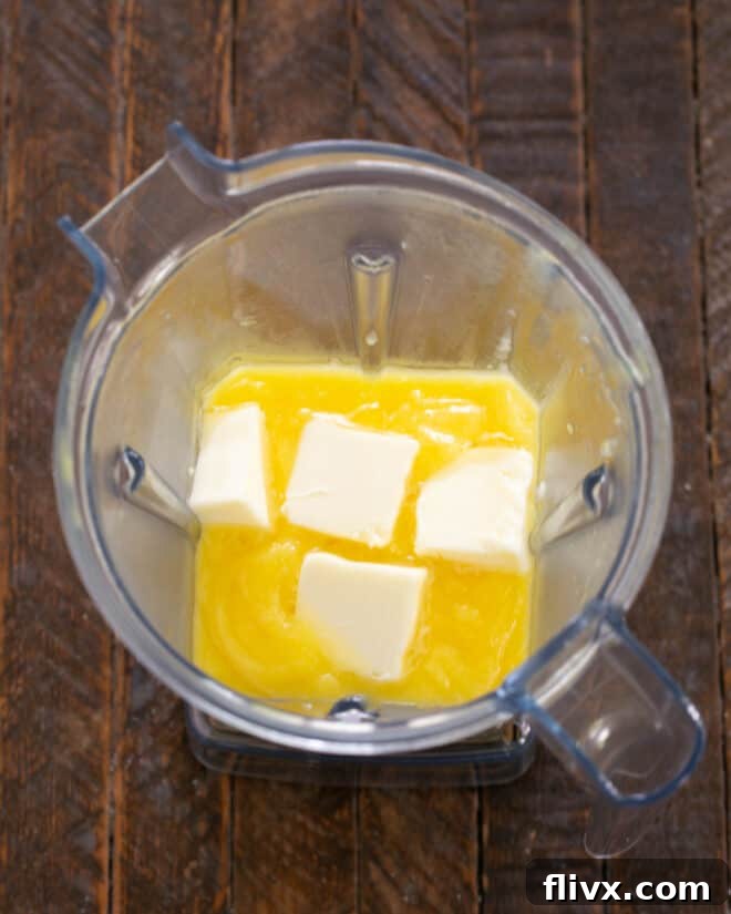 Step 8: Add butter a little at a time, blending well.