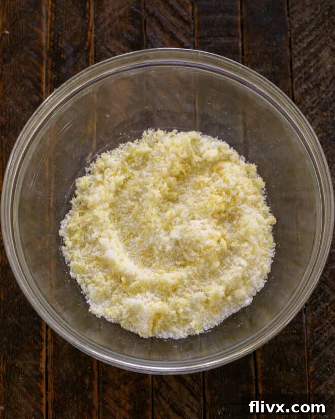 Step 5: Mix zest into sugar to release oils.