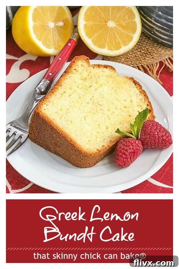 Greek Lemon Bundt Cake photo and text collage