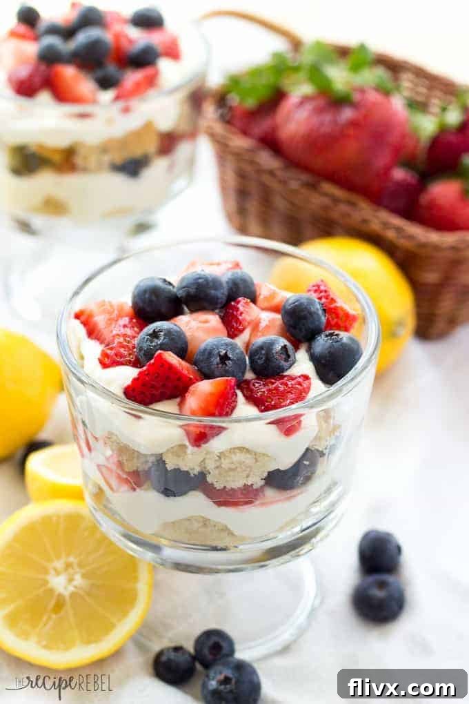 Lemon Berry Cheesecake Trifles, individual desserts perfect for warm days.