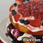 Red, White and Blue Berry Cake, a layer cake perfect for any patriotic holiday!