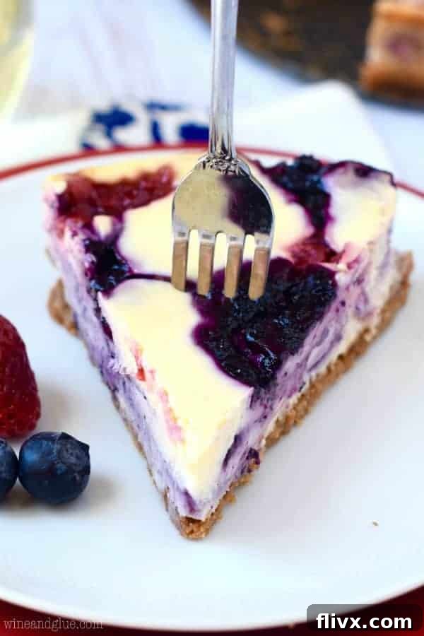 Gorgeous Berry Swirl Cheesecake, a wonderful grand finale to any summer meal.