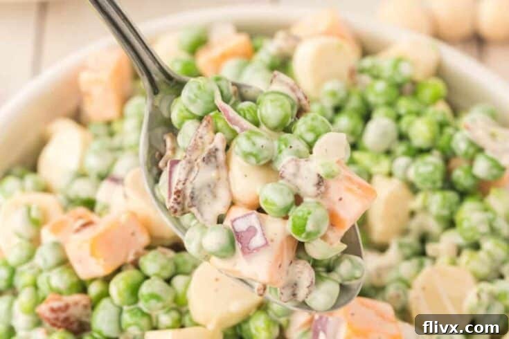 Creamy Pea Salad has been a summer classic for decades and is always a hit!