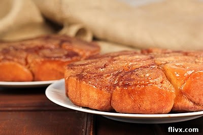 Close-up of Gooey Maple Syrup Sticky Buns