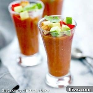 Gazpacho Shooters | Appetizer size portions of the classic Spanish gazpacho