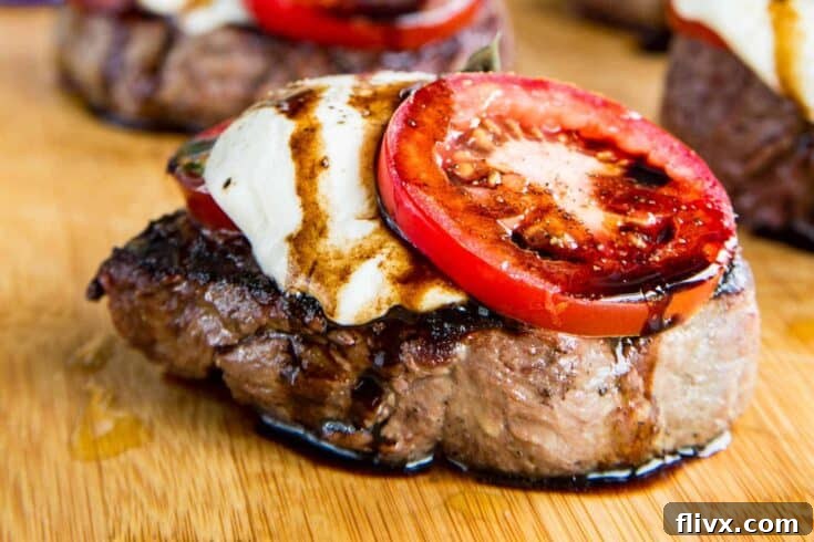 Grilling Filet Mignon - Perfectly Cooked Steak with Caprese Fixings!
