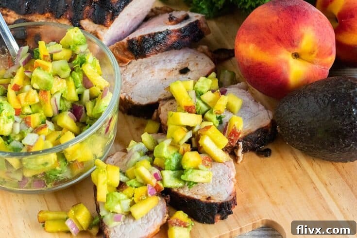 Grilled Pork Tenderloin with Avocado Peach Salsa