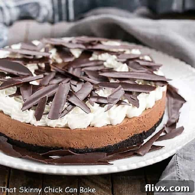 Easy Chocolate Mousse Tart, rich and creamy, with an egg-free chocolate mousse filling.