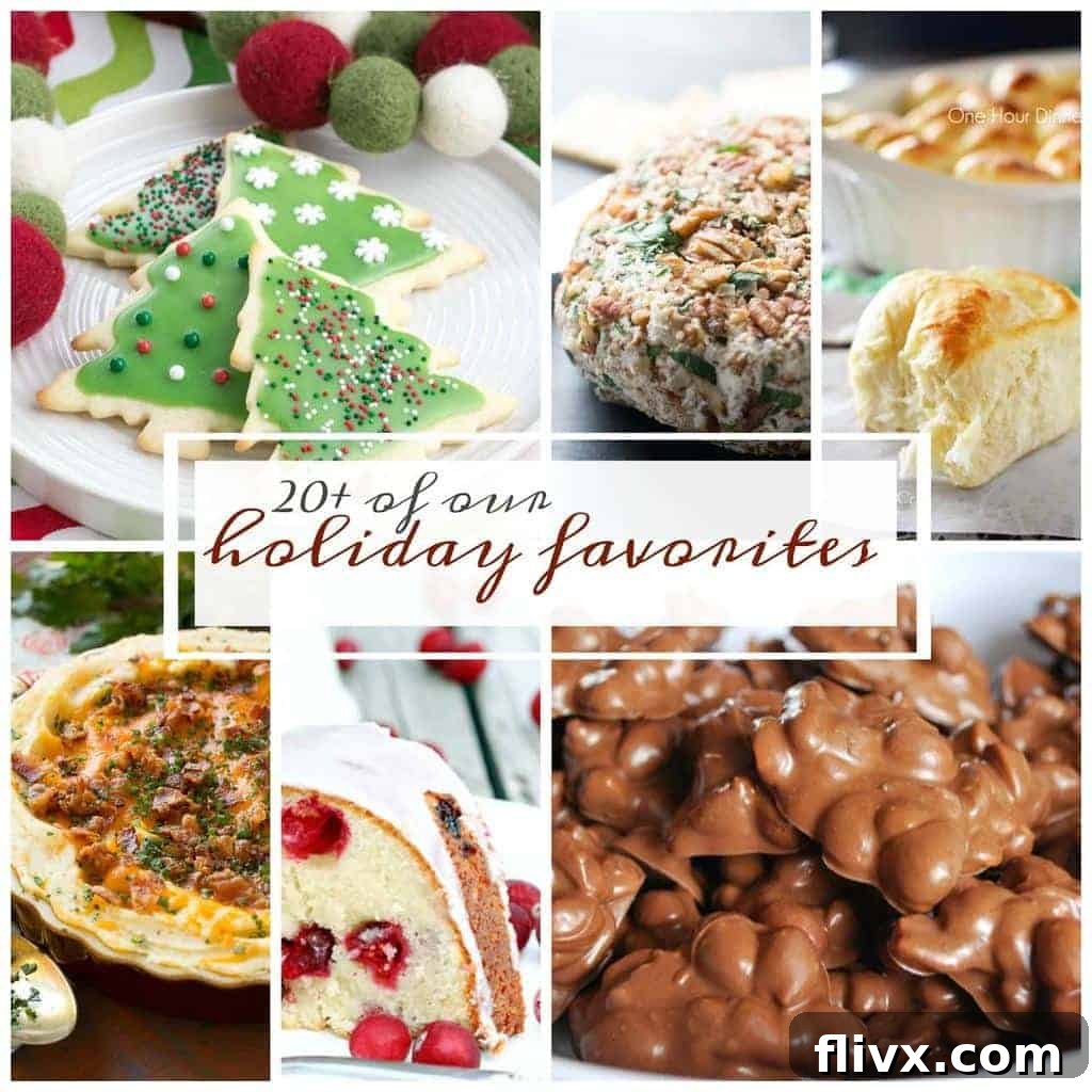 A vibrant collection of holiday dishes, showcasing a variety of desserts, rolls, and potatoes, perfectly capturing the spirit of festive feasting from food bloggers' favorite holiday recipes.