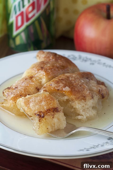 Heartwarming Country Cinnamon Apple Dumplings, featuring tender apples baked in a sweet, spiced pastry, often served with a scoop of ice cream.