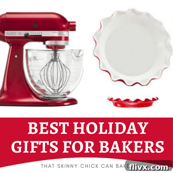 Baker's Holiday Gift Guide collage featuring various kitchen tools and baking supplies