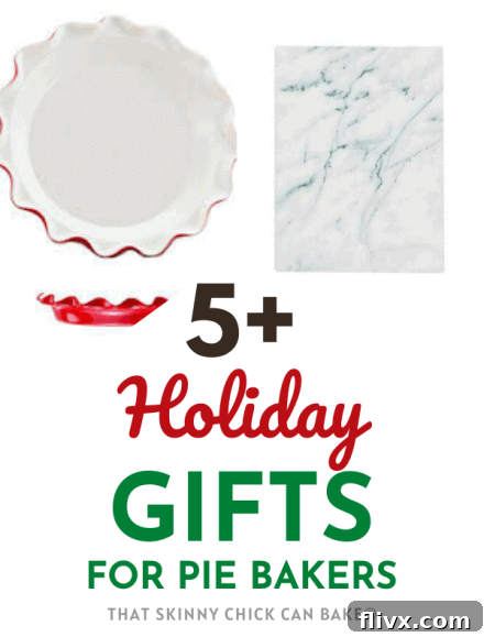Collage of gifts for pie bakers including pie plates and rolling pins