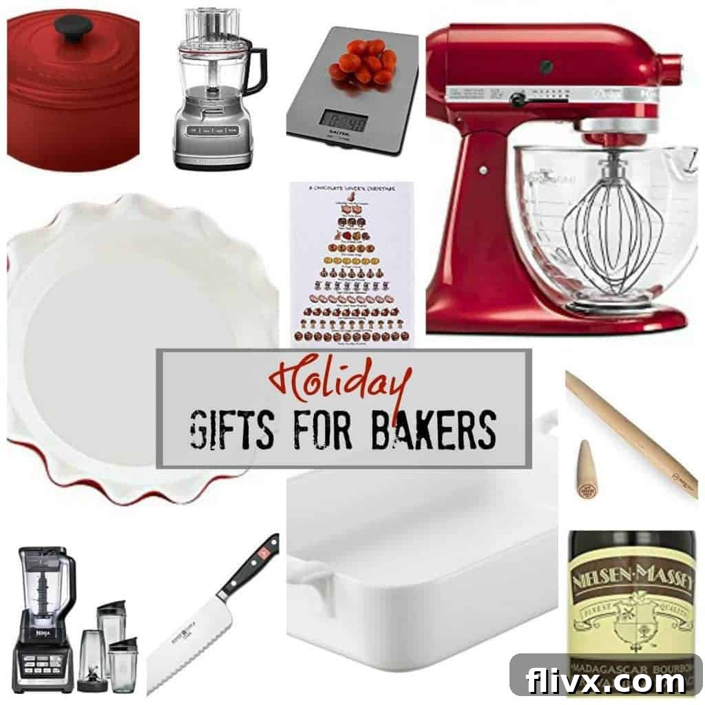 Baker's Holiday Gift Guide | That Skinny Chick Can Bake featuring various baking tools and ingredients