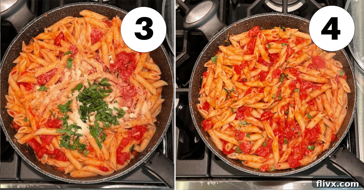 Penne alla Vodka process shots 3,4.