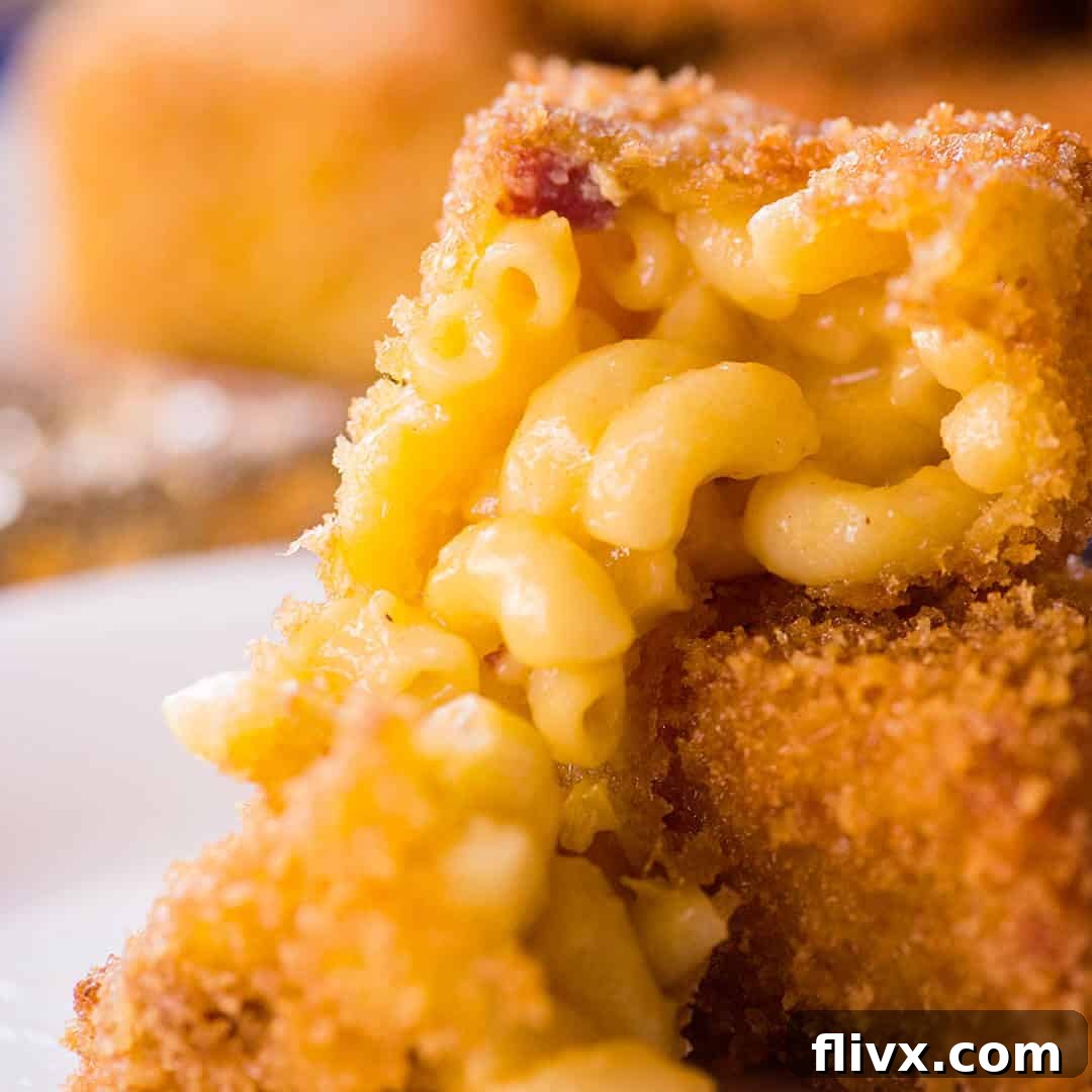 Deep Fried Mac and Cheese Bites with Summer Sausage.
