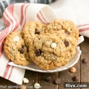 Triple Threat Oatmeal Cookies - Chewy, buttery and full of delicious baking chips