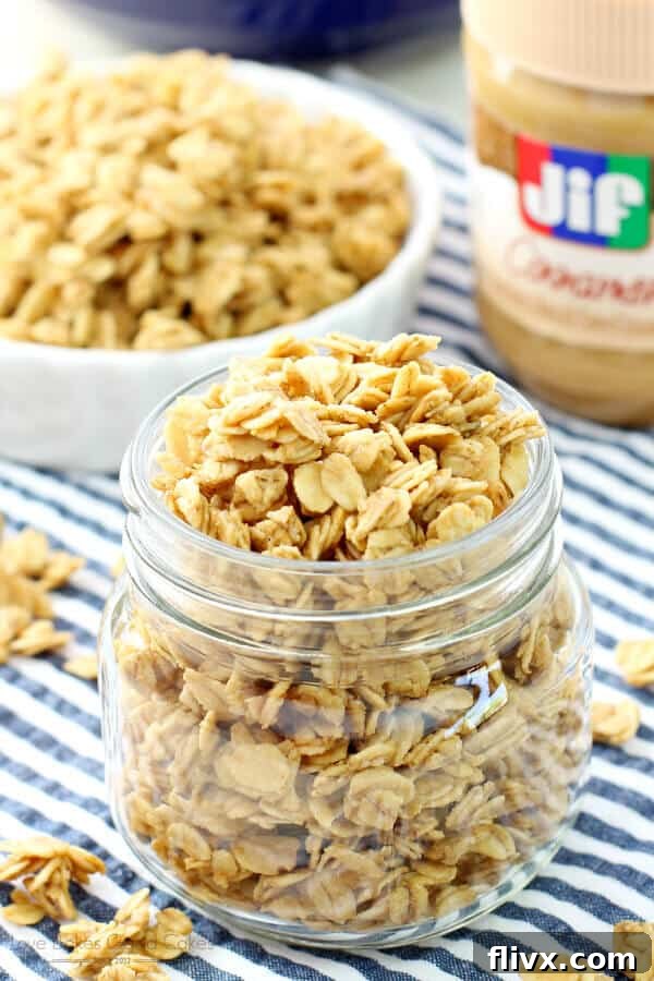 Homemade Peanut Butter Granola in a bowl