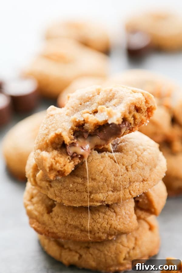 Peanut Butter Cookies stuffed with Rolo candies