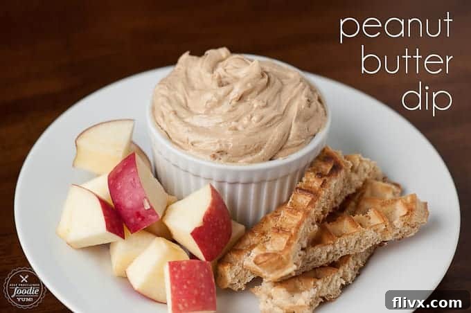 Easy Peanut Butter and Cream Cheese Dip with apple slices