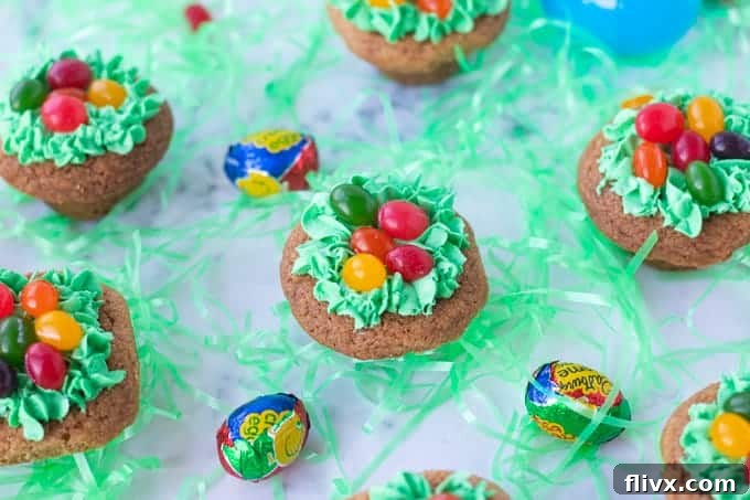 Easter egg hunt surprise cookies, individual cookie cups with a hidden candy inside.