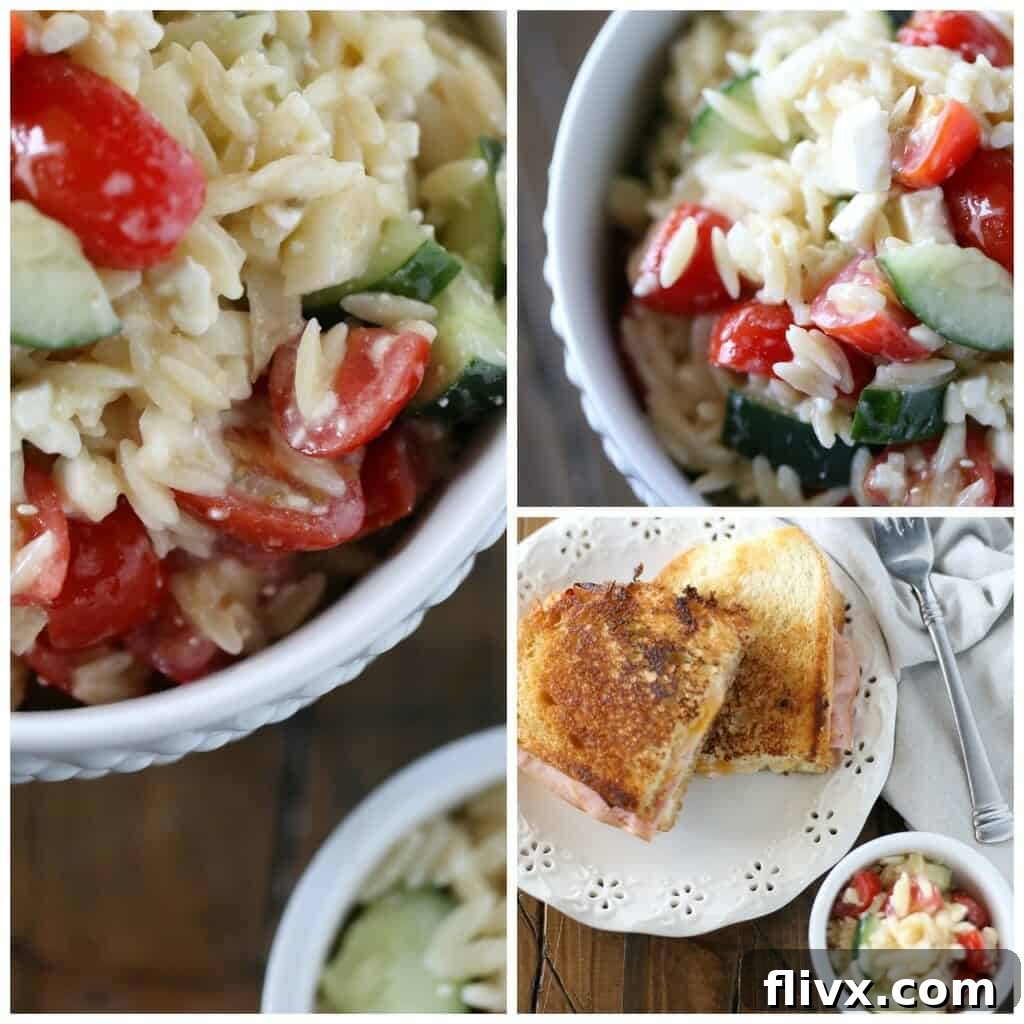 Italian Orzo Pasta Salad with Tomatoes, Cucumbers, and Feta