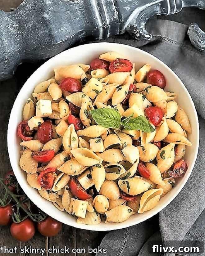 Tomato Basil Pasta Salad with Mozzarella & Fontina Cheeses