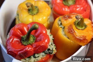 Dorie Greenspan's cheesy rice packed peppers