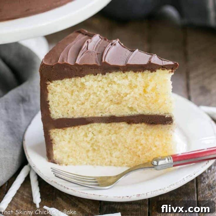 Classic Yellow Butter Cake with Chocolate Icing | Perfect cake for any celebration!